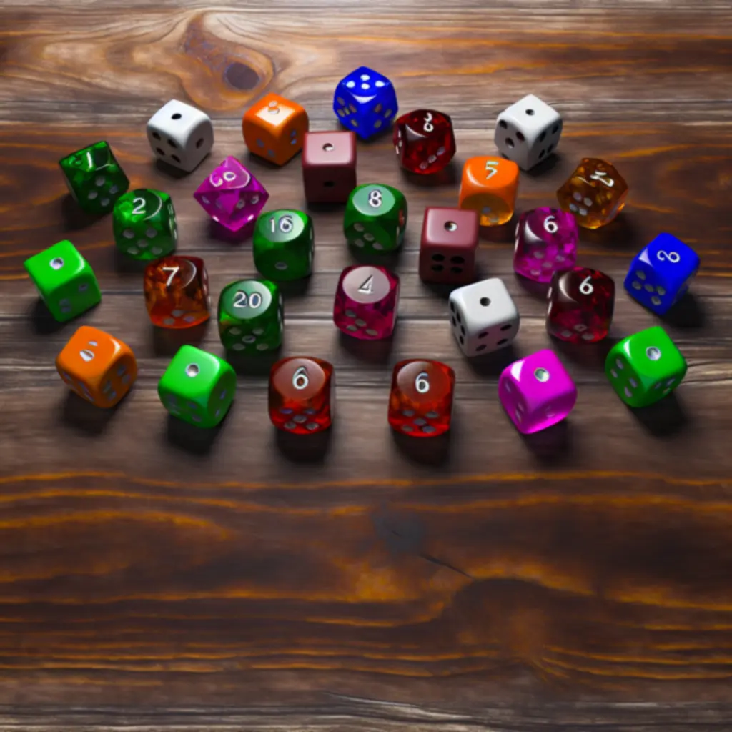 Színes társasjáték dobókockák, DiceWorld stílusban